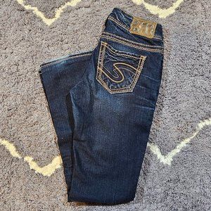 Silver Suki Mid Straight Jeans Med Wash‎ Fade Women's W25/L32